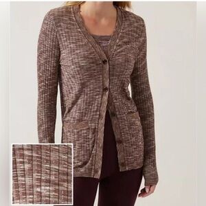 Athleta Maroon Ribbed Cardigan Sweater